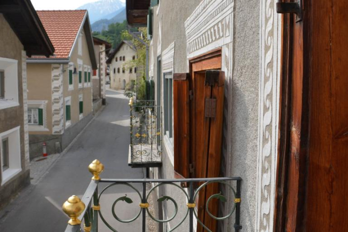 View from the balcony of Haus Cos to the village street.