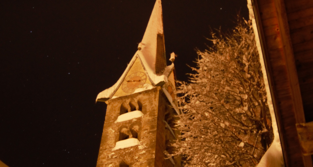 Kirche in Bergün Winter Ref. Kirche Bergün