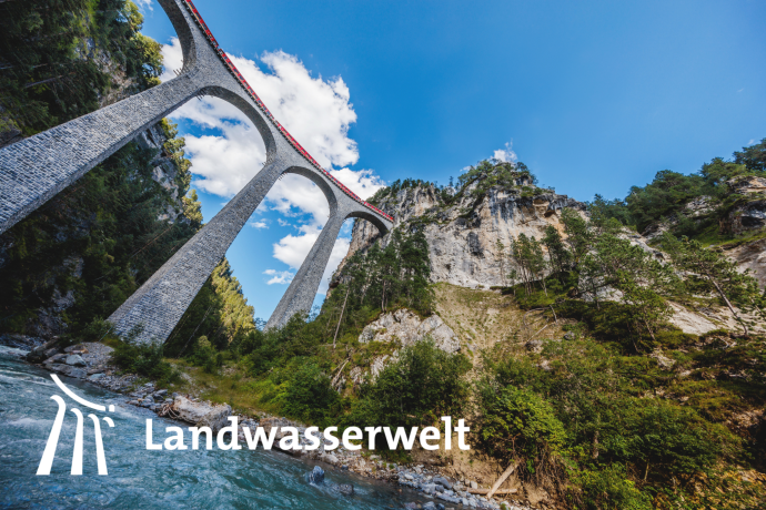 Landwasserviadukt mit Logo